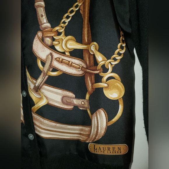 Petite Lauren Ralph Lauren Equestrian Silk & Cashmere Cardigan Sz P/P - Picture 4 of 6